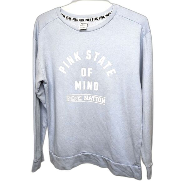Pink Victoria's Secret Sweat Shirt Graphic Oversize Blue Retro Small Oversize - Picture 1 of 8